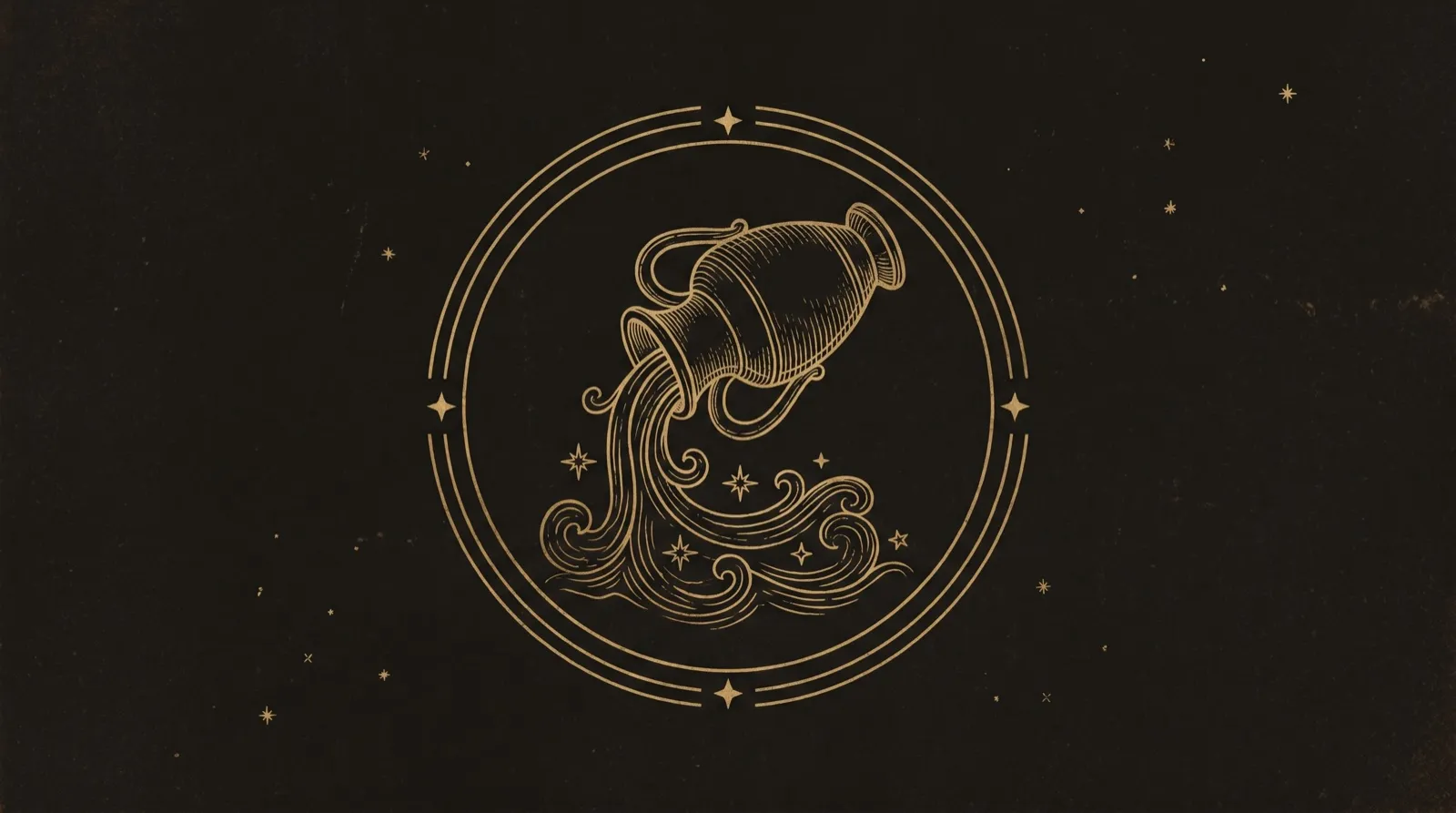 Aquarius — engraved gold emblem