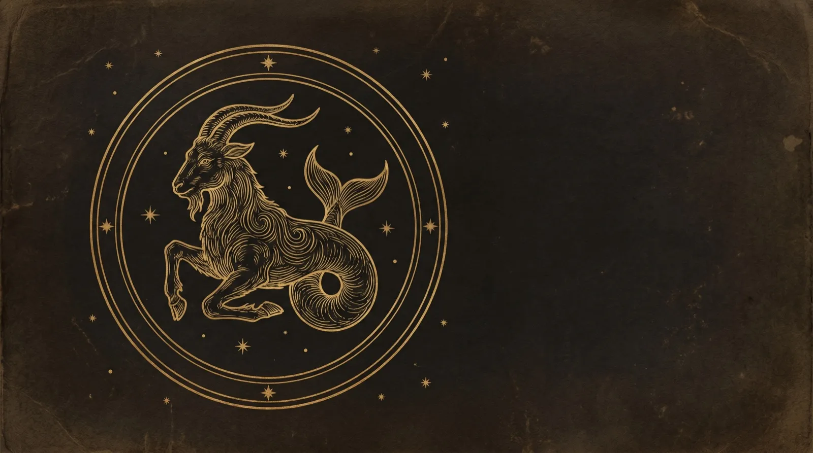 Capricorn — engraved gold emblem