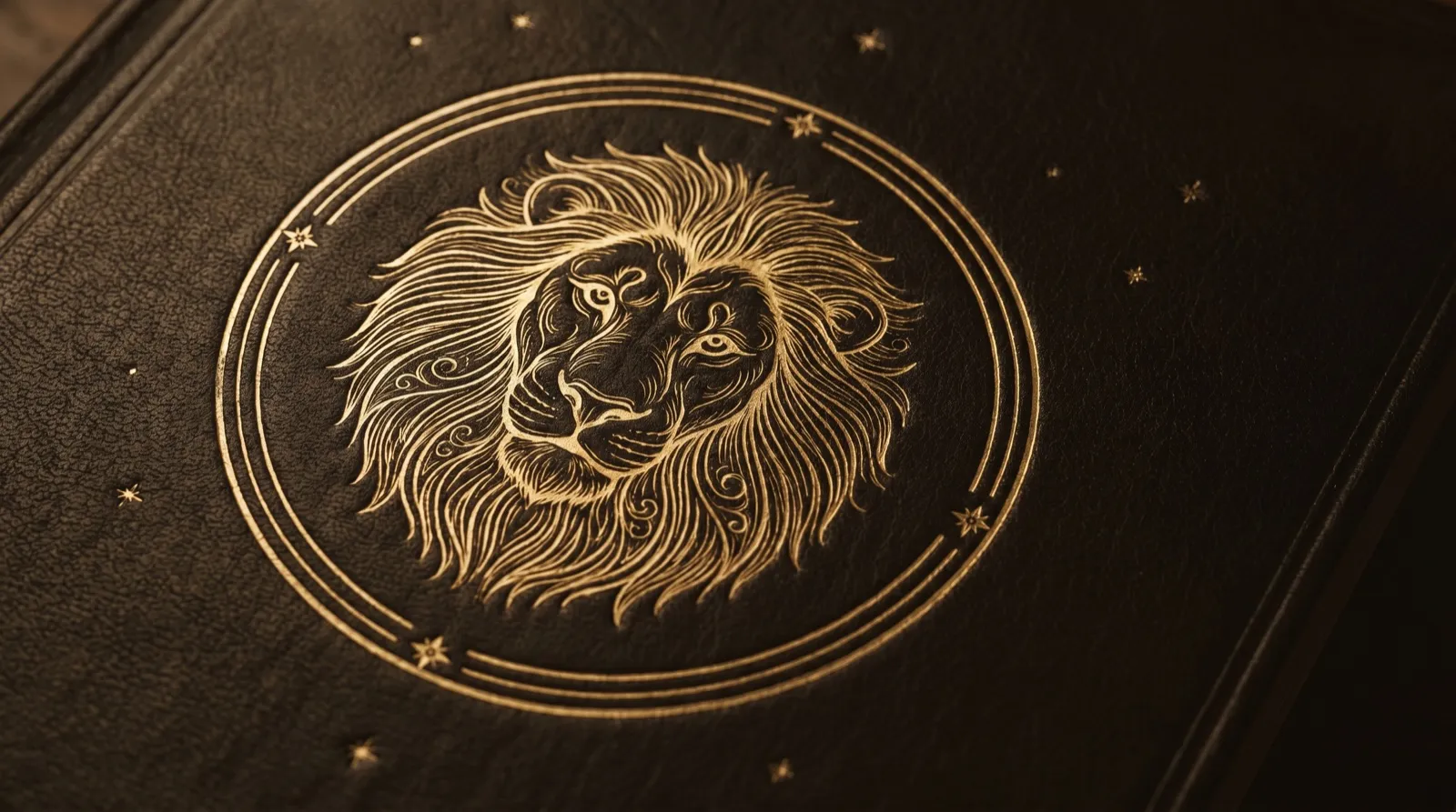 Leo — engraved gold emblem