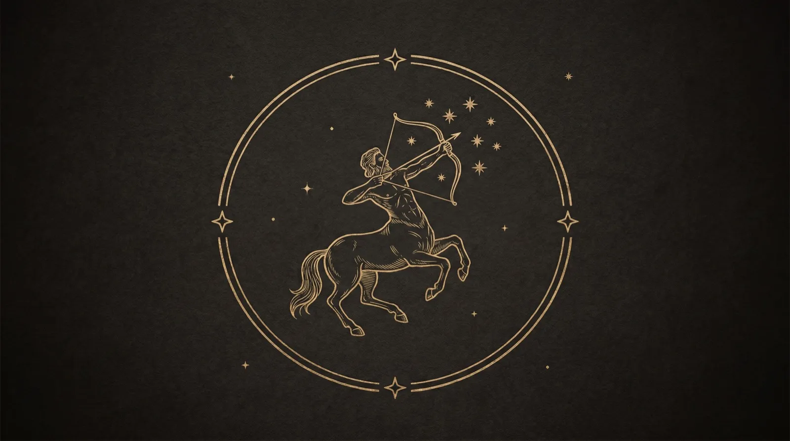 Sagittarius — engraved gold emblem