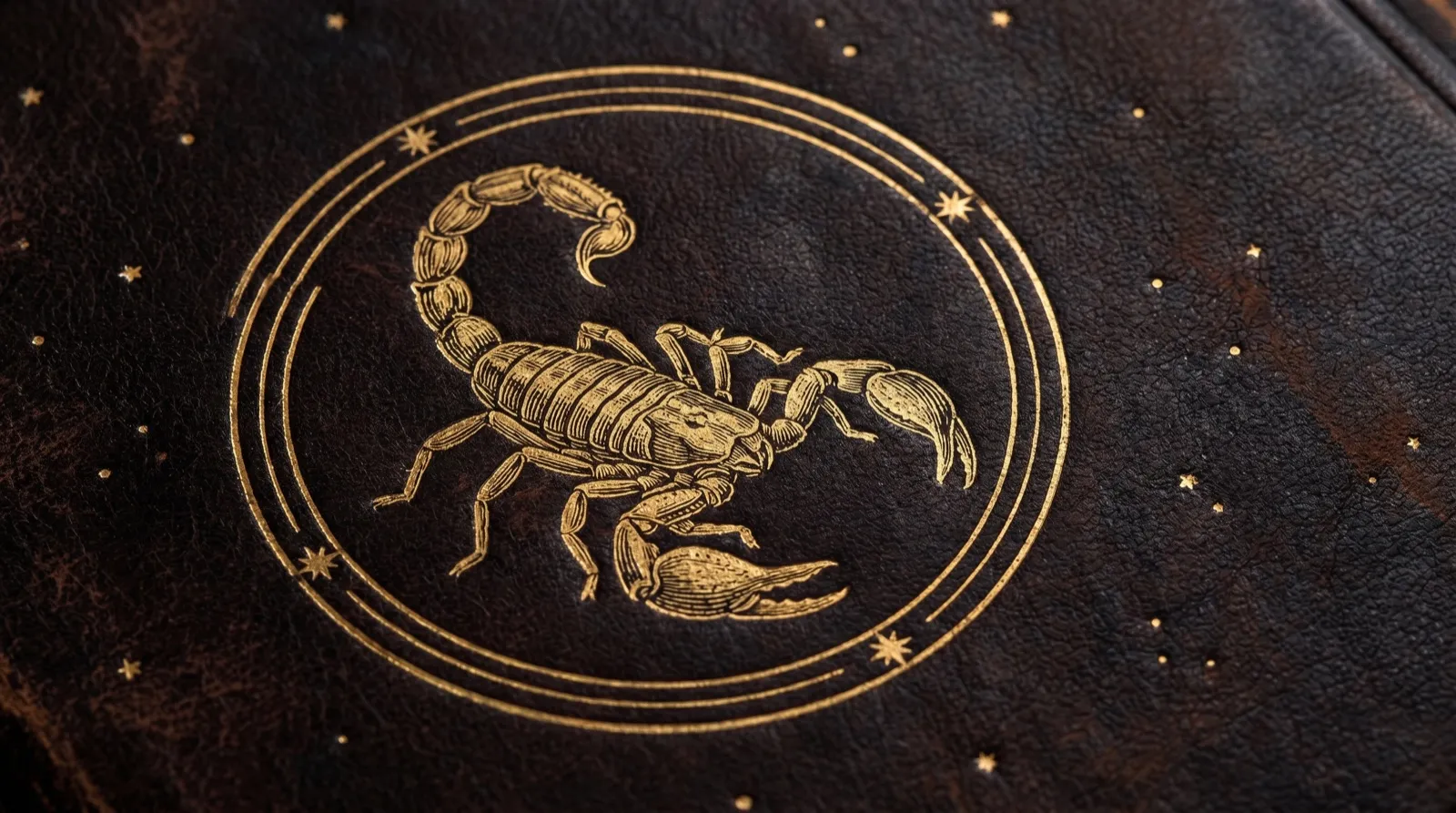 Scorpio — engraved gold emblem