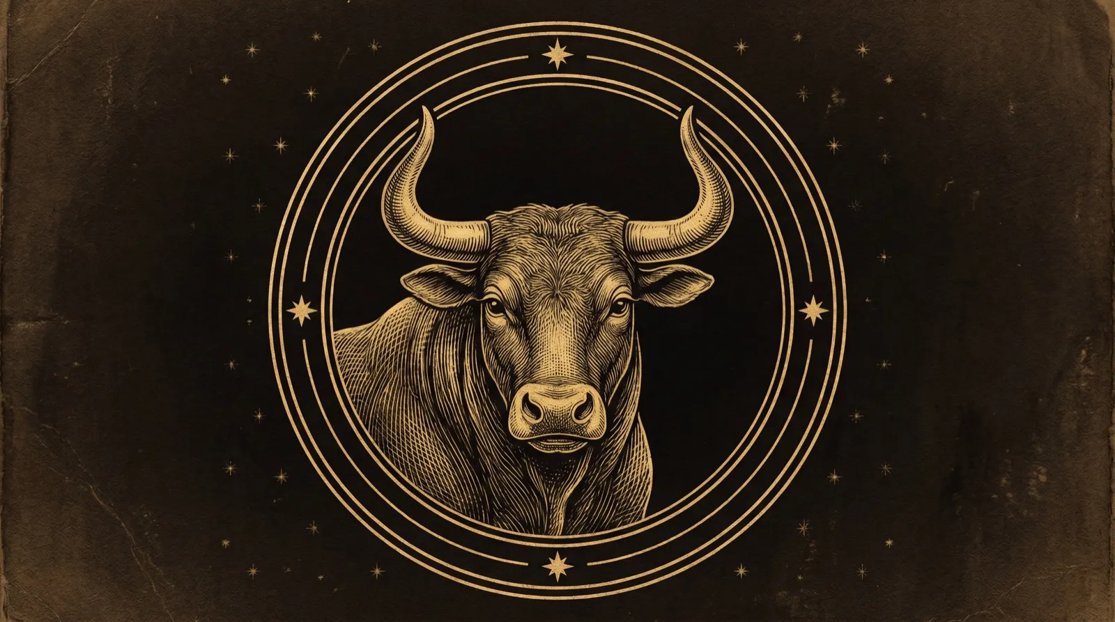 Taurus — engraved gold emblem