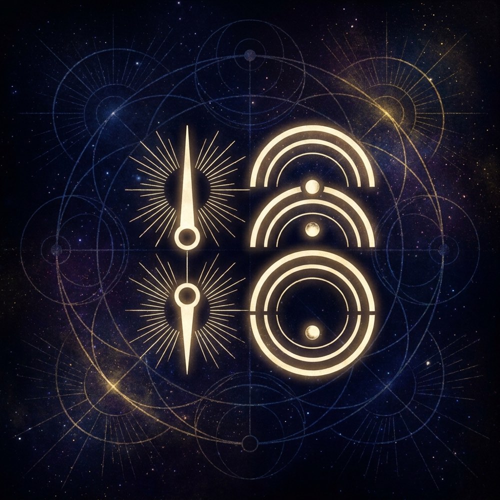 A sacred-geometry composition for angel number 1212, glowing against deep indigo space