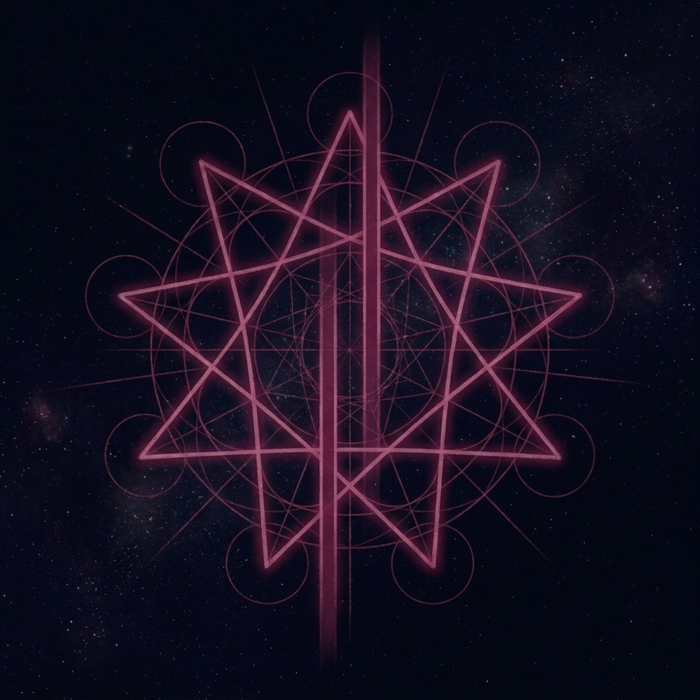 A sacred-geometry composition for angel number 911, glowing against deep indigo space