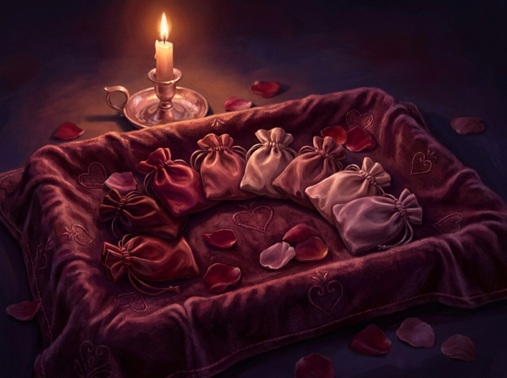 The Velvet Tray — an illustrated love reading-room scene